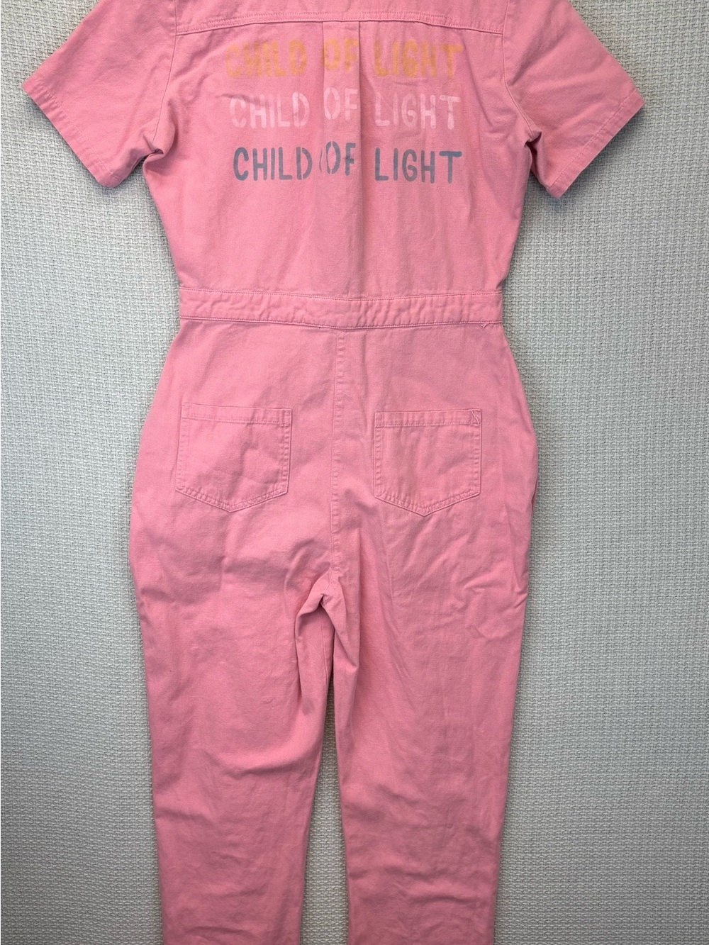 Lo + Laney Rene Pink Women’s Utility Jumpsuit Small “Child Of Light” Coveralls